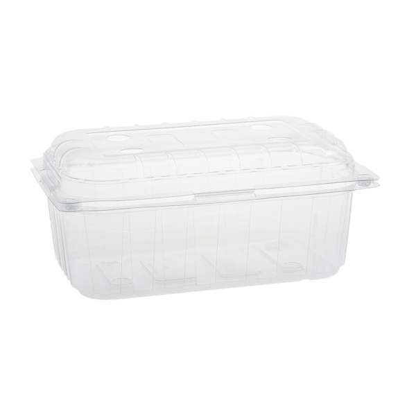 Caserole 500 cc ptr.legume-fructe cu capac atasat FT70K 500-2 ,PET,transparent, 110X190 mm,100 buc,6 set/bax