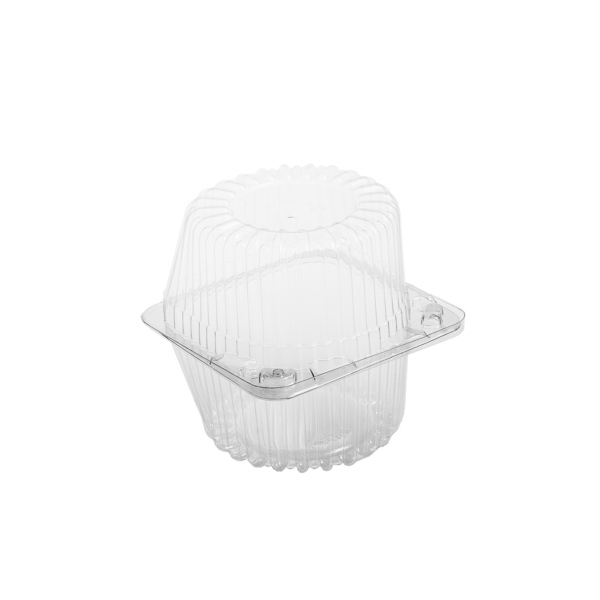 Caserole 620 cc 1 savarina cu capac atasat IT-401,OPS/PET transparent,85×85 mm,100 buc, 12 set/bax