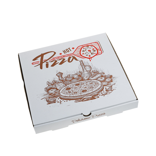 Cutii Pizza 320x320x35 mm, „HOT PIZZA ” carton ,alb color ,100 buc/ pachet