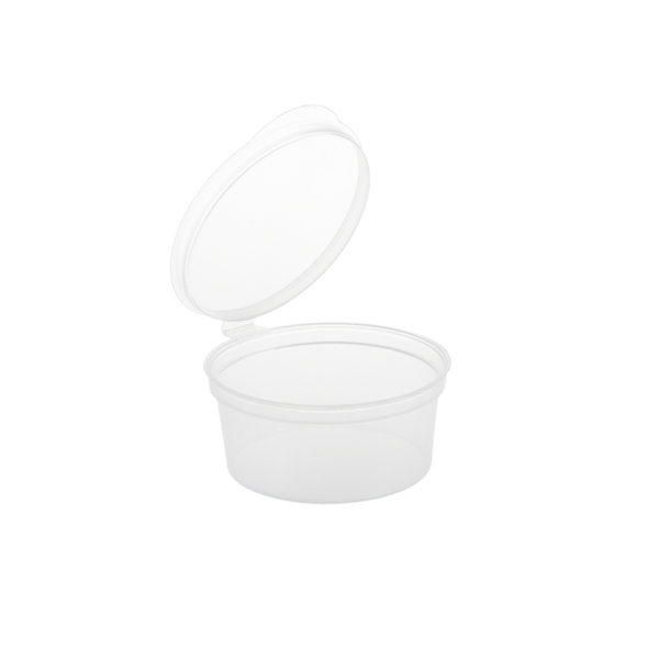 Sosiere rotunde medii cu capac atasat, PP transparent ,50 buc ,20 set/bax